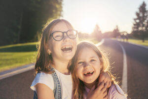 kids brushing and flossing